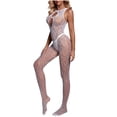 thumbnail image 4 of Fashion Sets for Womens Fishnet Bodystocking Plus Size Crotchless Bodysuit Sexy Tights Soft Nightwear Lingerie, 4 of 4