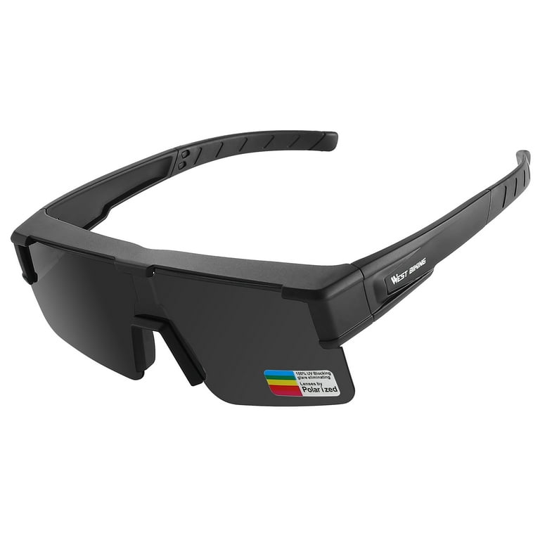 West Biking Polarized Fit Over Glasses Anti Glare Sunglasses Sports Glasses  for Sunny, Black