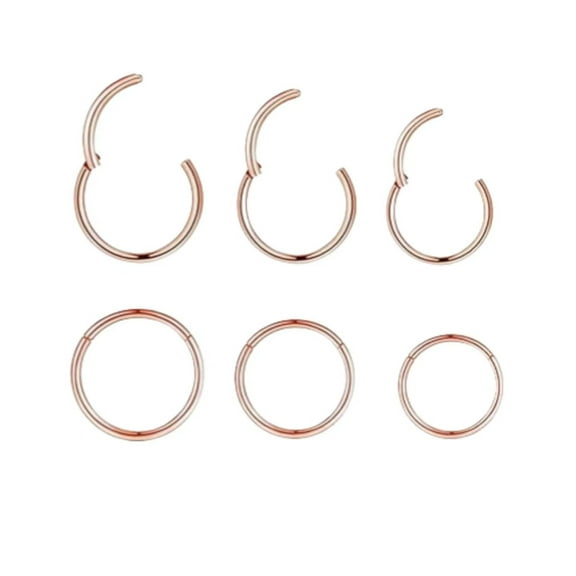 Nose Rings Hoops,18G Hinged Nose Piercing Hoop,Septum Click Nose Rings,Lip Rook,Lobe Tragus Helix Daith Cartilage Hoop Earrings (18G(0.8mm)-6/8/10mm),Rose Gold