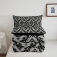 thumbnail image 5 of jejeloiu Bold Damask Queen Comforter Set,Retro Print Comforter Sets Queen For Adults,Black Gray,Black Reversible,3-Piece,1 Comforter and 2 Pillowcases, 5 of 7