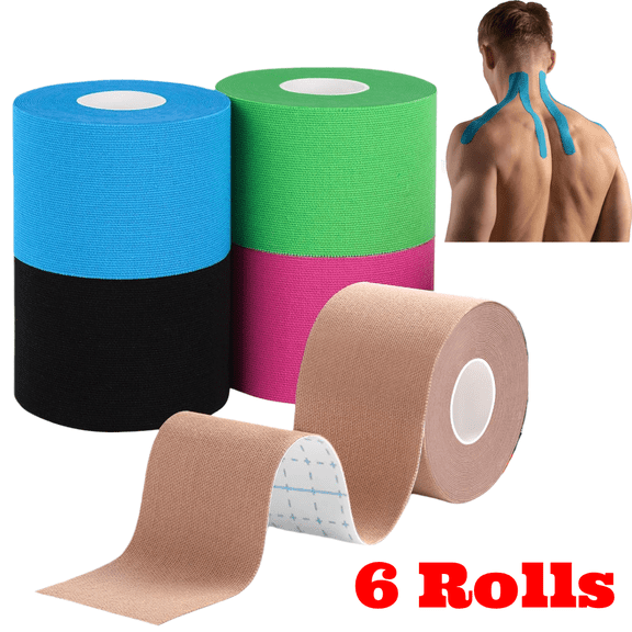6 Rolls Athletic Tape, Sports Pre Wrap Wrist Tape No Sticky Residue Athletes for Athletic Trainers Ankles Wrists Hands Knees Elbows, 2 Inch x 16 Ft Each