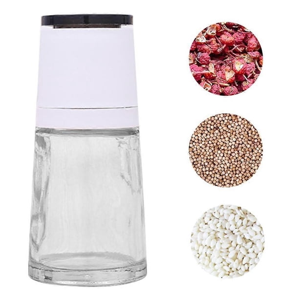 Unfilled Spice Grinder, Glass Container, Ceramic Grinder, Grinder for Salt, Pepper, Spices, Chili Peppers