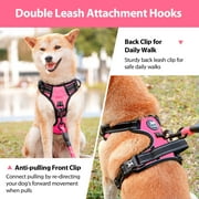 PoyPet No Pull Dog Harness,No Choke Reflective Dog Vest,Adjustable Soft Padded Pet Harness with Easy Control Handle for Small Medium Large Dogs,Pink M