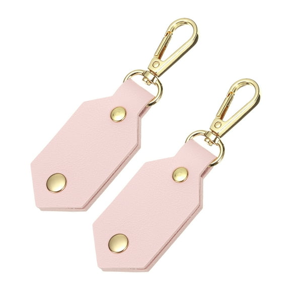 Uxcell 2Pcs Custom Picture Keychain with Leather 11.2cm x 3.5cm Personalized Photo Key Chain for Friend Family, Pink