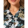thumbnail image 4 of DARING DIVA Women's Hawaiian Shirt with Shorts Pajamas Set L Black Flowers, 4 of 5