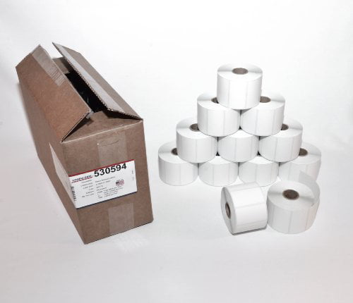 575 per Roll 530796 White CompuLabel Direct Thermal Labels 12 Rolls per Carton Perforations Between Labels Permanent Adhesive Roll 4-Inch x 2 1/2 Inch
