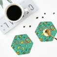thumbnail image 4 of Gaeub Funny Animals in Jungle Print 4 Pcs Leather Coasters for Drinks ,Drink Coasters Sets,Drink Table Cup Coasters for Living Room Kitchen Coffee Decor-Hexagon, 4 of 6