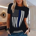 thumbnail image 3 of KBZDBZC Womens Summer Tops Women Casual Independence Day Flag Print T Shirt Short Sleeve Shirt Loose Blouse Tops Womens Shirts Women Shirts (Black7,XL), 3 of 4