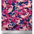 thumbnail image 1 of Soimoi Pink Cotton Poplin Fabric Artistic Leaf & Floral Printed Craft Fabric by the Yard 42 Inch Wide, 1 of 3
