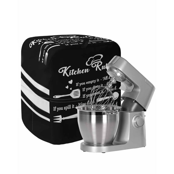 Kitchen Supplies Stand Mixer Dust Cover with Storage Pocket & Handles, Black White Chef Hat Love Heart Fits All Tilt Head & Bowl Lift Kitchen Appliance Cover Organizer Bag Accessories, 6-8 Quart