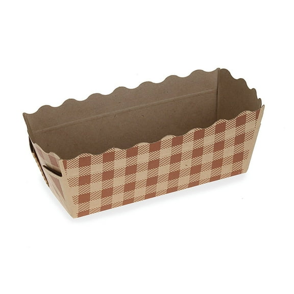 Welcome Home Brands BT8143 Check Paper Mini-Loaf Pan 4 Ounce Volume, 3.2 Inch x 1.2 Inch x 1.4 Inch High - Pack of 50