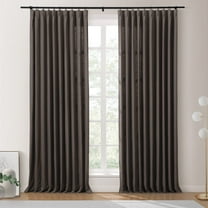 TWOPAGES Pinch Pleat Drape Cotton Blend Light Filtering Curtain for Bedroom, 1 Panel, 52"x108", Brown