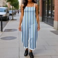 thumbnail image 6 of Summer Jumpsuits For Women 2026 Striped Adjustable Strap Overalls Loose Fit Wide Leg Baggy Jumpsuit With Cuffed Hem Casual Vintage Romper Blue 4XL, 6 of 6