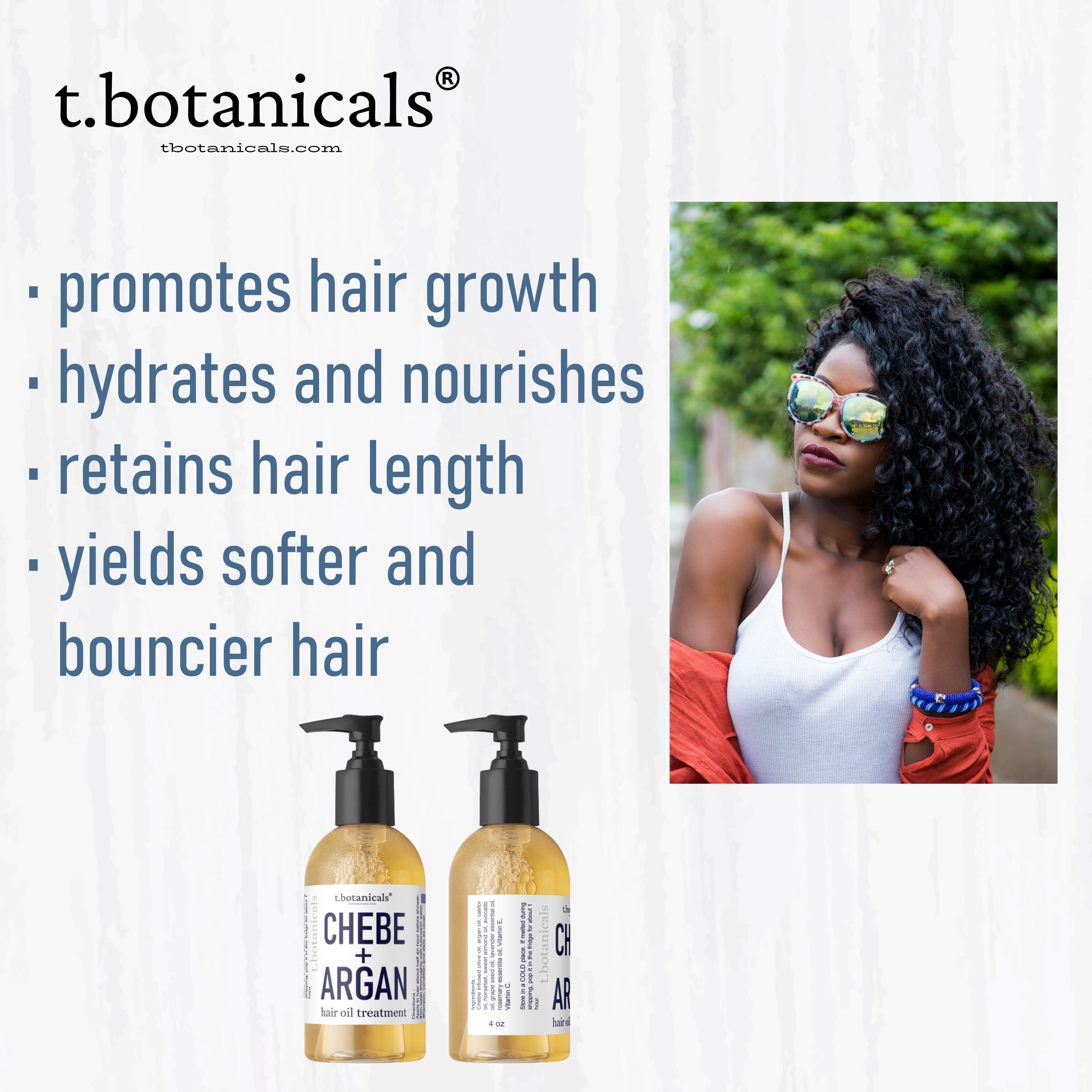 Chebe Oil for Hair Growth, 8 oz. Argan Oil Treatment Hair Thickening Reduce Breakage and Split Ends Prevents Hair Loss with Chebe Powder