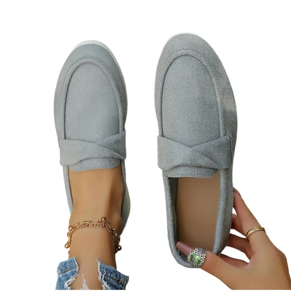 Loafers for Women Comfortable Lightweight Breathable Womens Shoes Slip-Ons Casual Suede Shoes Round Toe Business Work Shoes