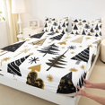 thumbnail image 3 of Homewish Cartoon Xmas Tree Bed Sheets for Kids, Stripes Abstract King Sheets, Winter Christmas Theme Sheet Set, Luxury Bedroom Decor, 4-Piece, 3 of 7