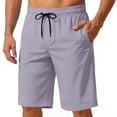 thumbnail image 2 of YgkuHd Mens Shorts with Pockets Men's Summer Casual Solid Color Elastic Waist Drawstring Sports Lightweight Breathable Pocket Shorts Men's Big and Tall Cargo Shorts,Purple_M, 2 of 7