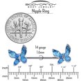 thumbnail image 4 of Body Candy 14G Womens Nipplerings Piercing 316L Stainless Steel 2Pc Chunky Butterfly Blue Mens Nipple Ring Set 9/16", 4 of 4