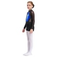 thumbnail image 5 of Aislor Kids Girls Shiny Rhinestones Gymnastic Long Sleeve Leotard with Shorts Skating Dancewear Blue 14, 5 of 7