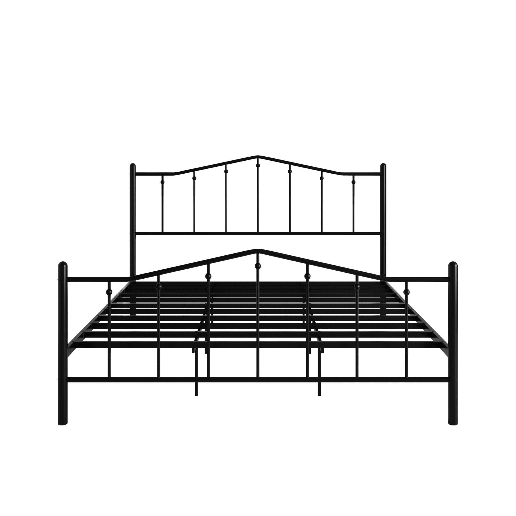 Home Design Atmore King Metal Platform Bed Frame, Iron Bed with Headboard & Footboard, No Box Spring Needed, Black