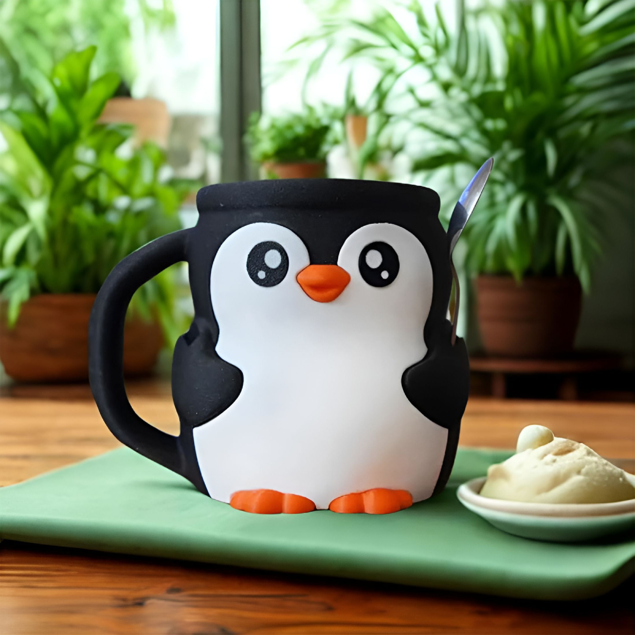 ACDANC Penguin Pint Size Ice Cream Holder - Reusable Cute Design with Spoon Slot&Cozy Handle (2PCS)