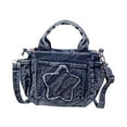 thumbnail image 2 of Bolso bandolera de mezclilla con cremallera. Bolso de mezclilla de moda para mujeres, ideal para el trabajo o citas. Azul, 2 of 9
