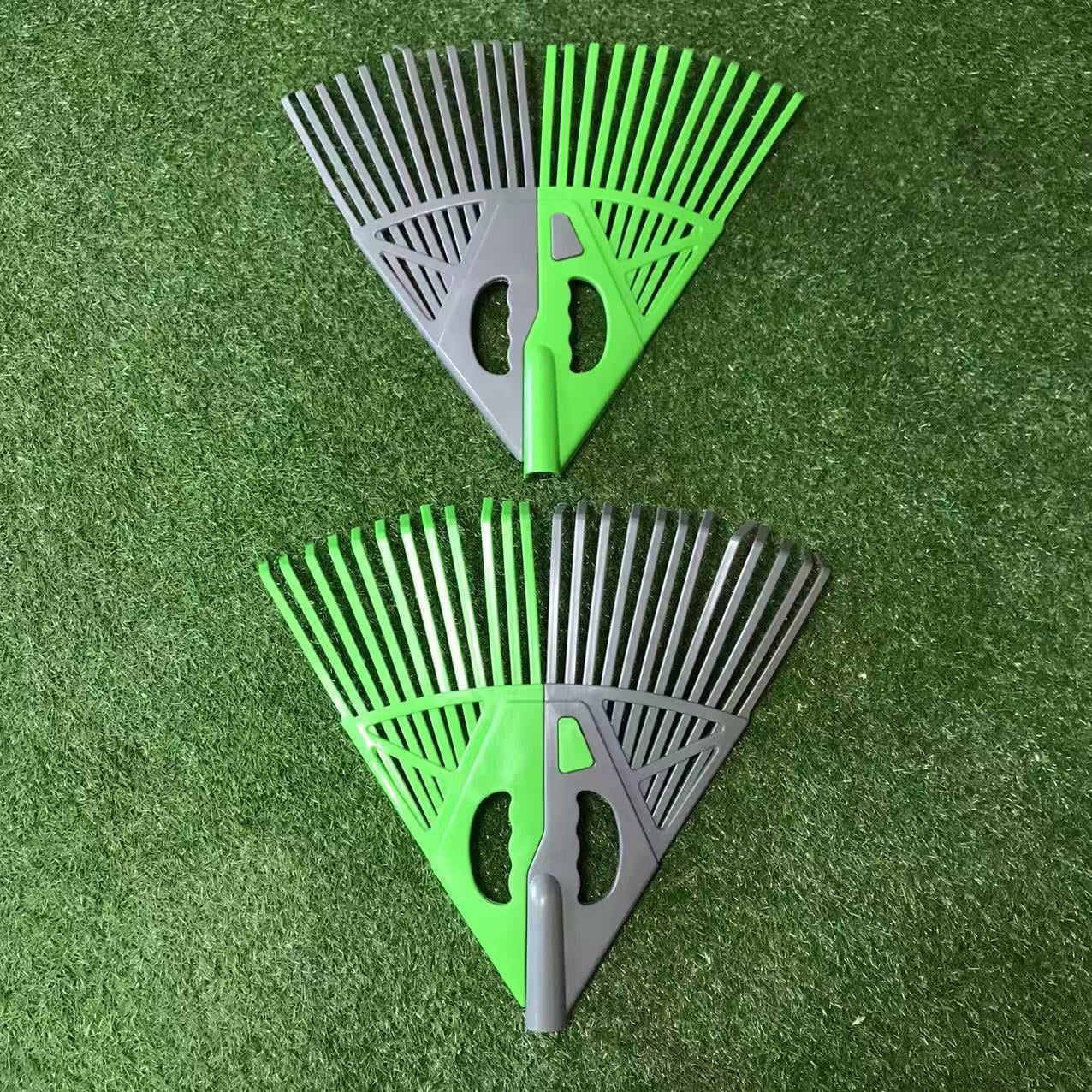 2-in-1 Handheld Garden Tool with Long Handle Extension, Leaf Rake and Grabber Combo, Adjustable Tine Rake for Yard Lawn Cleanup