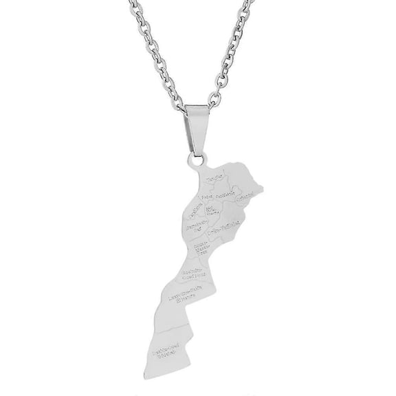 Stainless Steel Morocco Map Pendant Necklace Women Men Fashion Jewelry Gift
