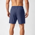 thumbnail image 3 of Knee Length Swim Shorts for Men's Athletic Shorts Plus Size Elastic Waist Drawstring Running Shorts, Summer Lightweight Breathable Short Pants with Pockets Dark Blue XL, 3 of 6