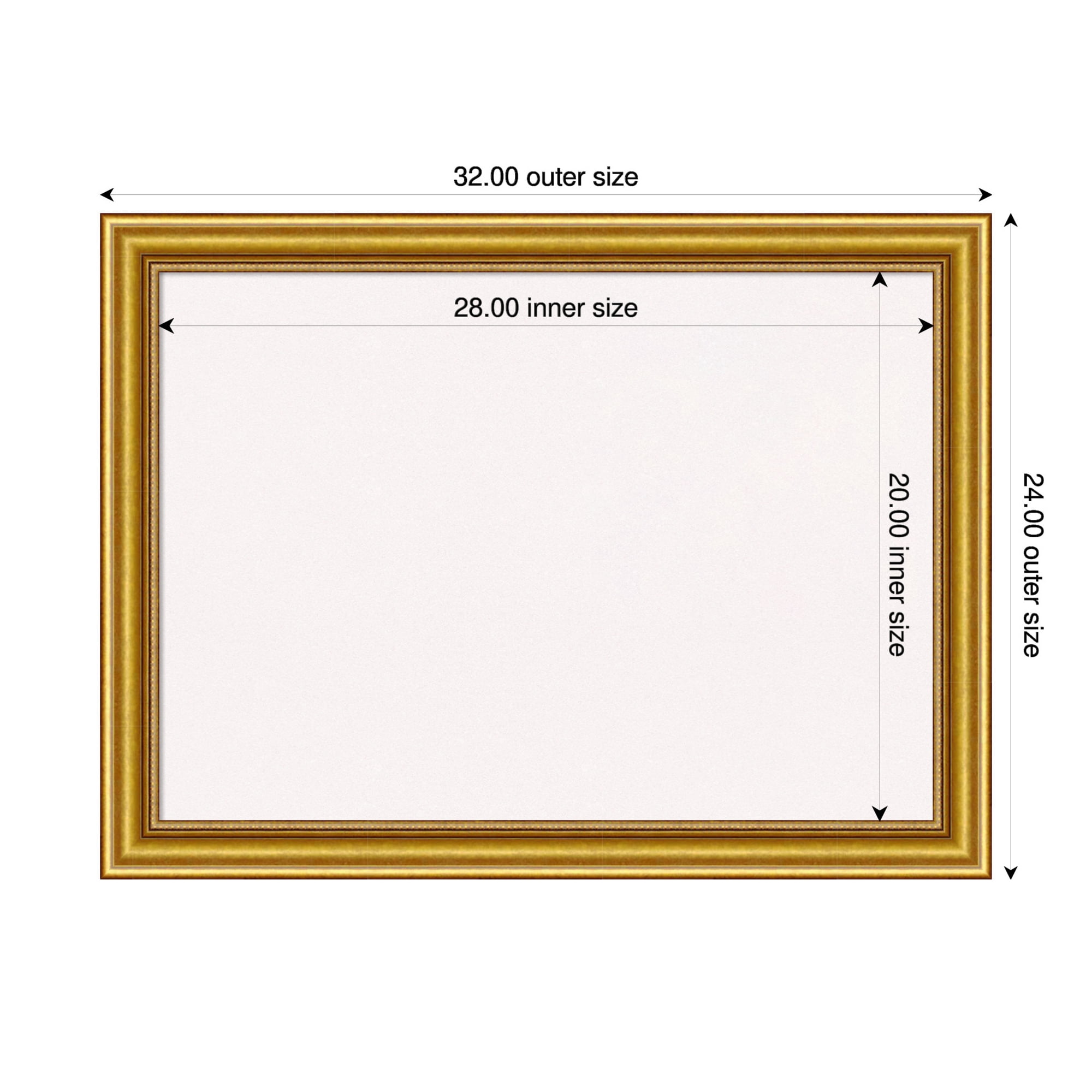 Amanti Art White Cork Board Wood Framed Townhouse Gold Bulletin Board 32 in. x 24 in.
