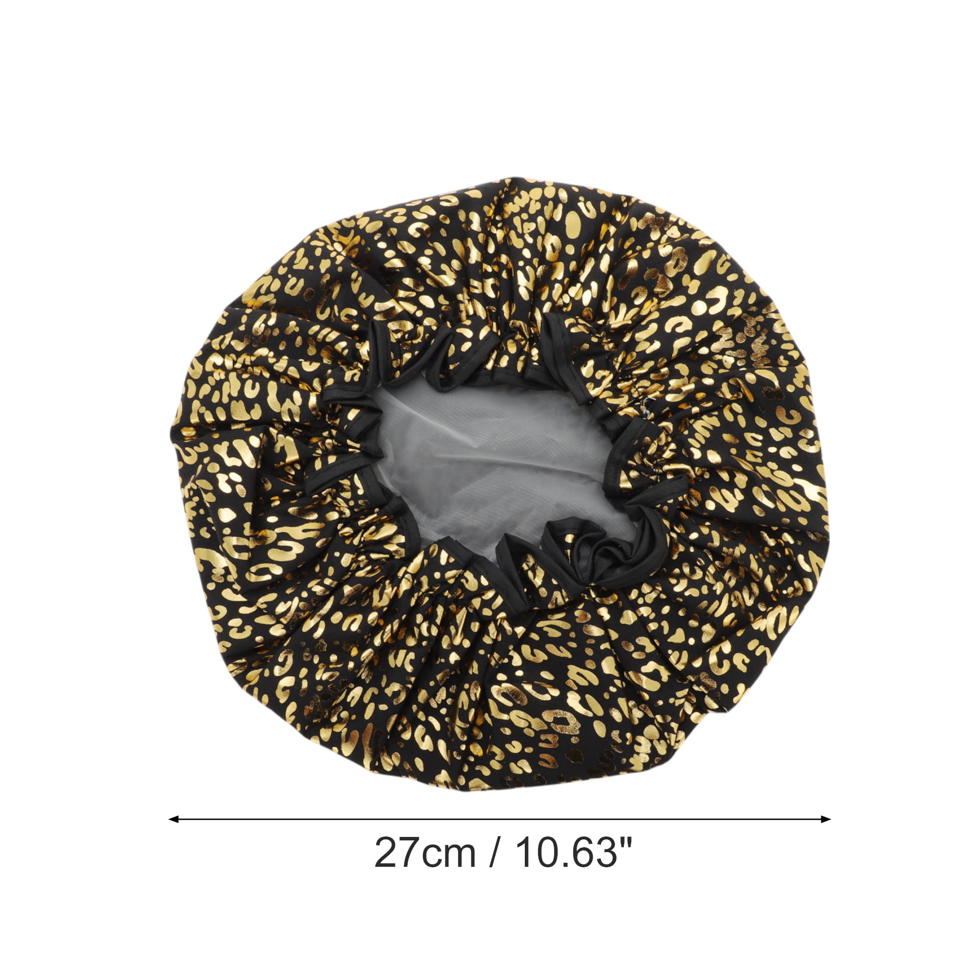 Unique Bargains Reusable Leopards Spots Shower Cap 3 Pcs Black