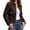 Brown 04, variant on Karymi Long Sleeve Lapel Solid Zip Up Cropped Jackets for Women, Flap Patch Pockets with Snap Buttons