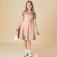 thumbnail image 3 of Juslio Girls Dress Summer Beach Short Sleeve Tulle A Line Dresses Knee Length Casual Pink Sundress, 3 of 9