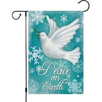 Winter Garden Flag 12.5x18 Double Sided, Small Burlap Pigeon Snowflake Pray Hope Garden Yard Flags World Peace on Earth for Seasonal Outside Outdoor House Holiday Decor (ONLY FLAG)