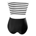 thumbnail image 4 of Two Piece Swimsuit for Women,High Waisted Swimsuits for Women,Summer Striped Backless Swimsuit,Bikini Solid Color Tube top Swimwears off Shoulder High Waisted Bathing Suit, 4 of 5