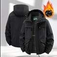 thumbnail image 4 of NTACZA Work Mens Jacket Fleece Lined Black Hooded Jacket Cargo Heavyweight Zip Up Coats Mens Winter Coats 4X, 4 of 8