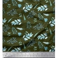 thumbnail image 1 of Soimoi Green Poly Georgette Fabric Flower Leaves Fabric Prints By Yard 52 Inch Wide, 1 of 3