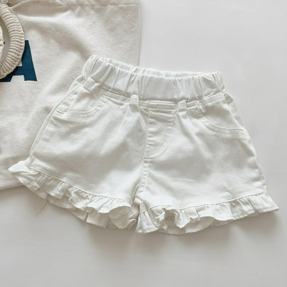 XIMIN Baby Shorts Shorts Clothes Girls Tassel Ripped Denim Short Jeans Fashion Skirt Outwear Infant Girls Summer Beach Sports Short Pants (18-24 Months, White)