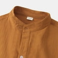 thumbnail image 4 of Men Casual Shirt Top in Solid Pattern for Everyday Wear Comfortable Loose Short Sleeve Button-Front Stand Collar Top for Men Versatile Standalone Style, 4 of 5