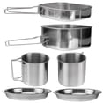 thumbnail image 1 of FESTFENDS Stainless Steel Picnic Set Outdoor Cookware Pot Frying Pan Plates Cups Foldable Handle, 1 of 7