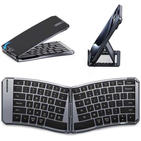 Ergonomic Foldable Keyboard, Split Portable Folding Bluetooth Keyboard for Business Travel, Ultra Slim Rechargeable Wireless Keyboards