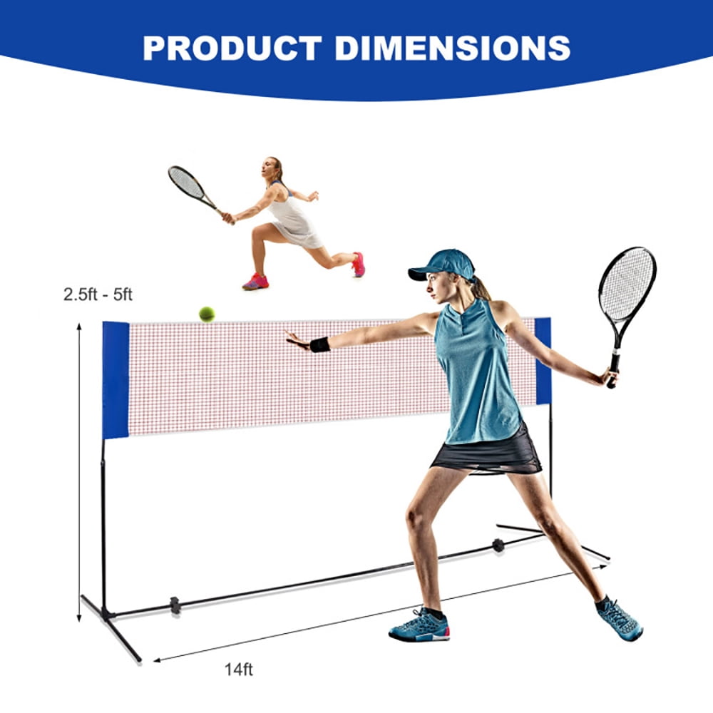 Spaco 14 x 5 Feet Portable Beach Training Badminton Net with Carrying Bag, Badminton Net Stand, Light and Fast Set Up, Perfect for Kids Volleyball, Tennis, Pickleball, Soccer Tennis