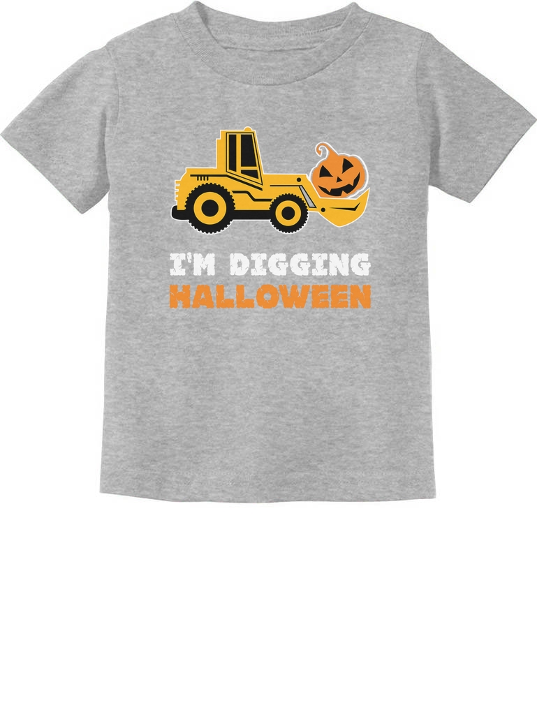 Pumpkin Face Tractor Im Digging Halloween Cute Toddler Kids T-Shirt