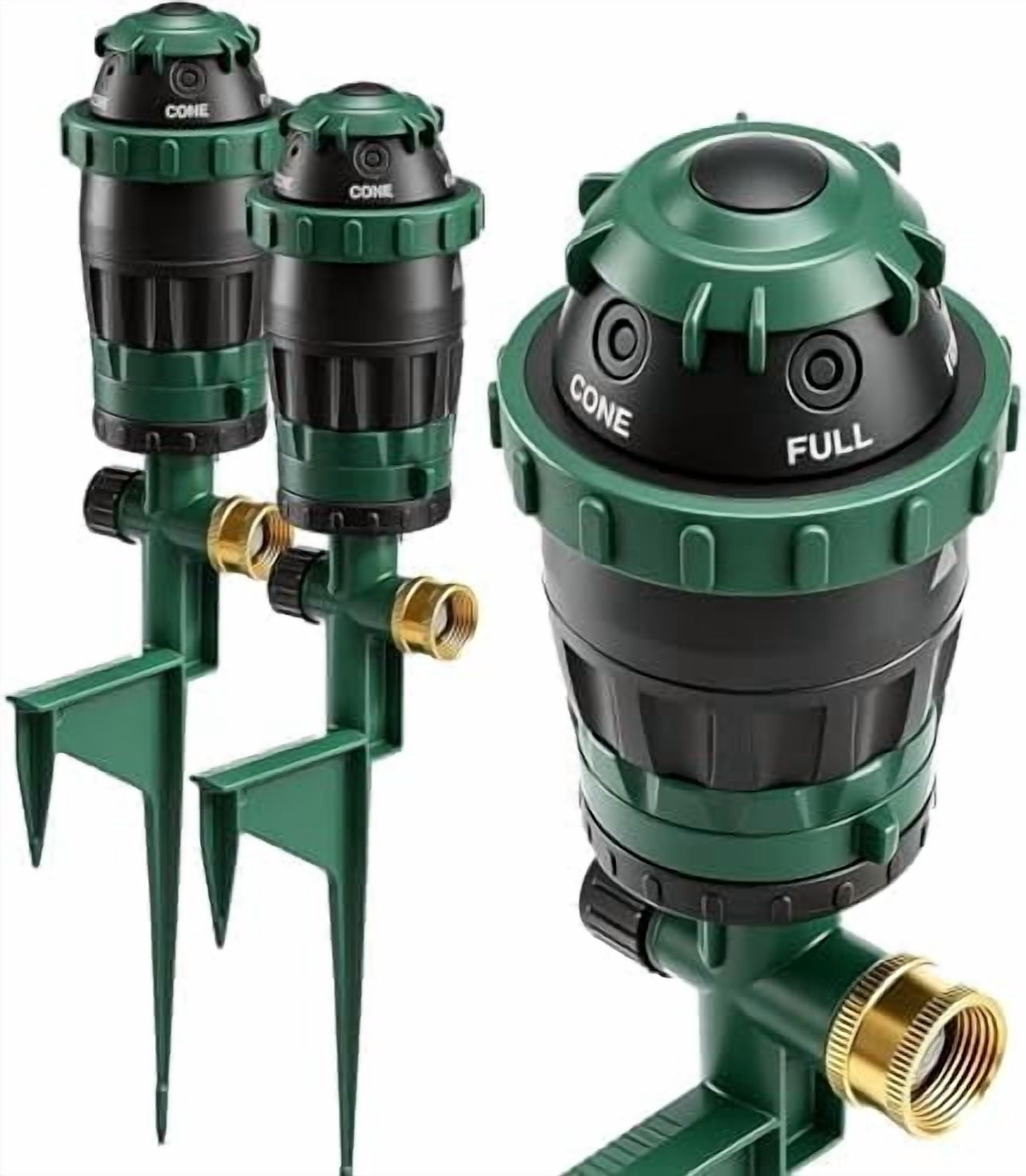 Tekola 2-Pack Gear Drive Sprinklers for Yard, 360 Degree Garden Water Sprinkler Head on Spike Base with 3/4 Inch Adapters, 5 Modes Adjustable Irrigation Tool for Large Area Yard Lawn Garden