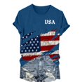 thumbnail image 4 of MEICHEN 250th Anniversary of The States Women's T Shirt Round Neck T Shirt with American Flag Design Cotton Top for July 4 Summer 4th of July Tops, 4 of 5