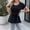 Black, variant on ECZHAW Women Dressy Casual Blouses Summer Peplum Tops Work Pleated Blouse