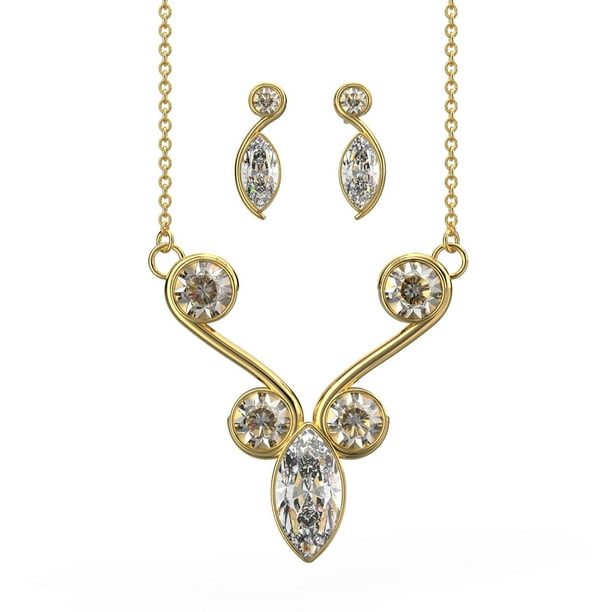 Set´s para Mujer con Cristal Fino Europeo Barroco- Bañado en Oro 14k y Rodio – Set´s Elegante y Brillante-Aretes de Mujer de Moda- Joyería para Mujer de Moda- Regalo especial Ortiz Espinosa Temporada