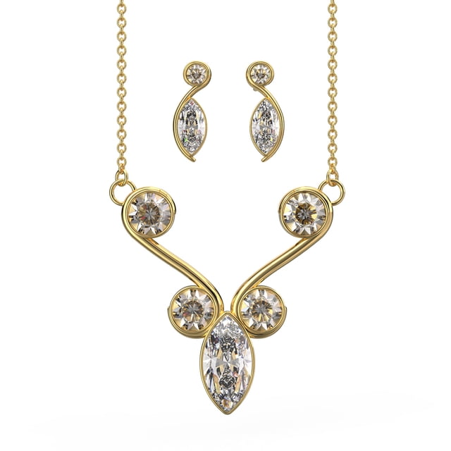 Set´s para Mujer con Cristal Fino Europeo Barroco- Bañado en Oro 14k y Rodio – Set´s Elegante y Brillante-Aretes de Mujer de Moda- Joyería para Mujer de Moda- Regalo especial Ortiz Espinosa Temporada