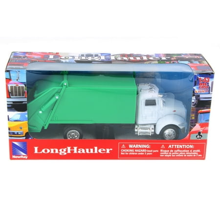 Peterbilt 355 Long Hauler Garbage Truck, Green & White - New Ray AS-15533A - 1/43 Scale Model Utility Vehicle
