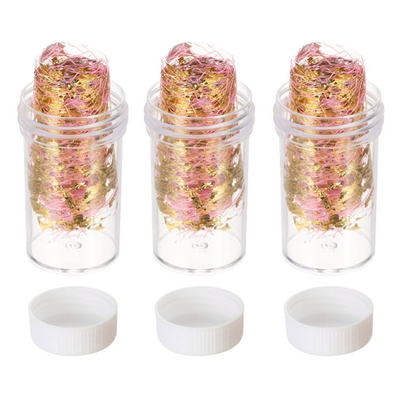 Uxcell 18g Gold Flakes 3 Bottles Gold Foil Sheets with Pink Mesh